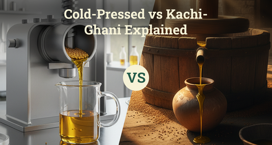 Cold-pressed oil machine and traditional kachi ghani setup comparison