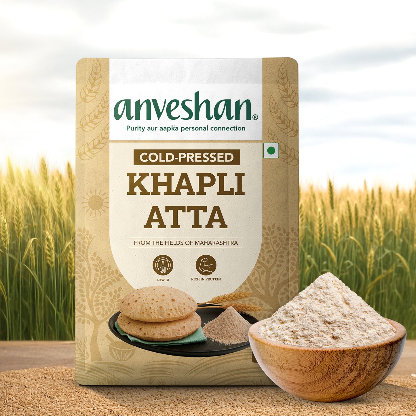 Cold-Pressed Khapli Atta | 100% Emmer Wheat | High Fibre, High Protein