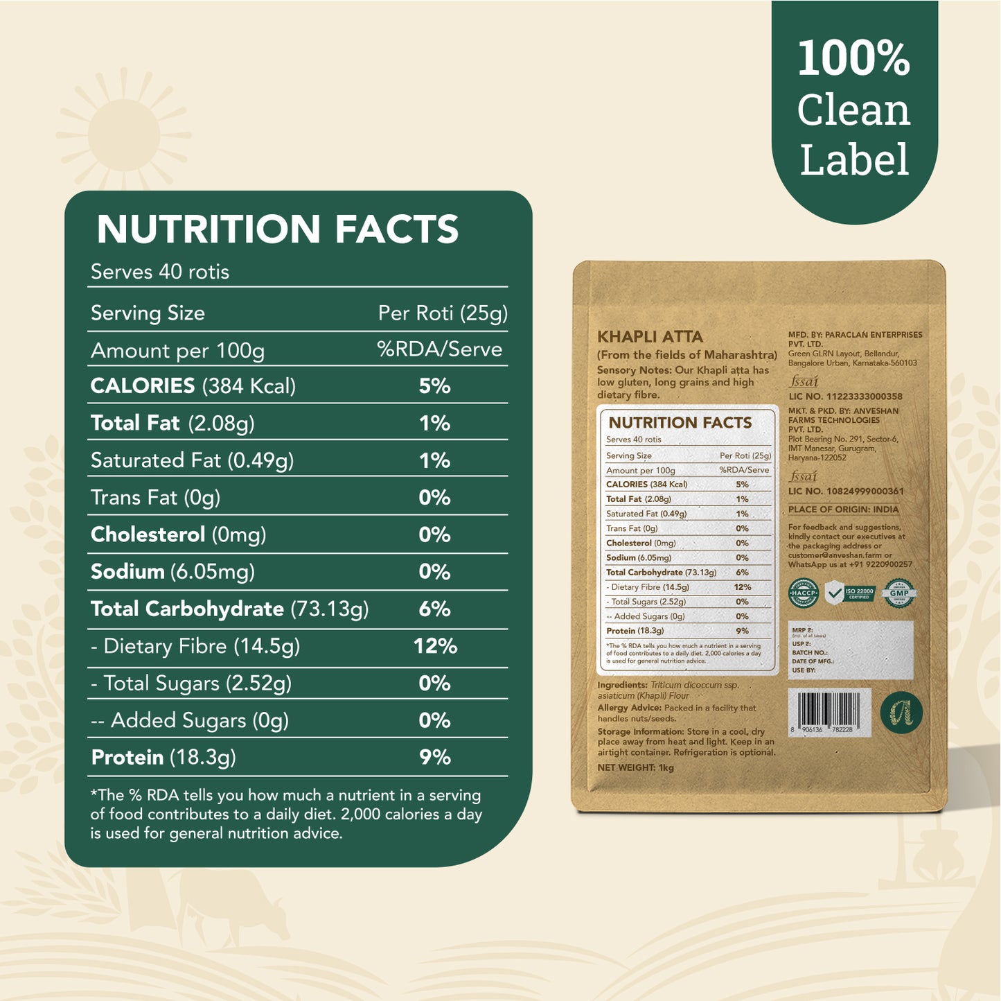 Cold-Pressed Khapli Atta | 100% Emmer Wheat | High Fibre, High Protein