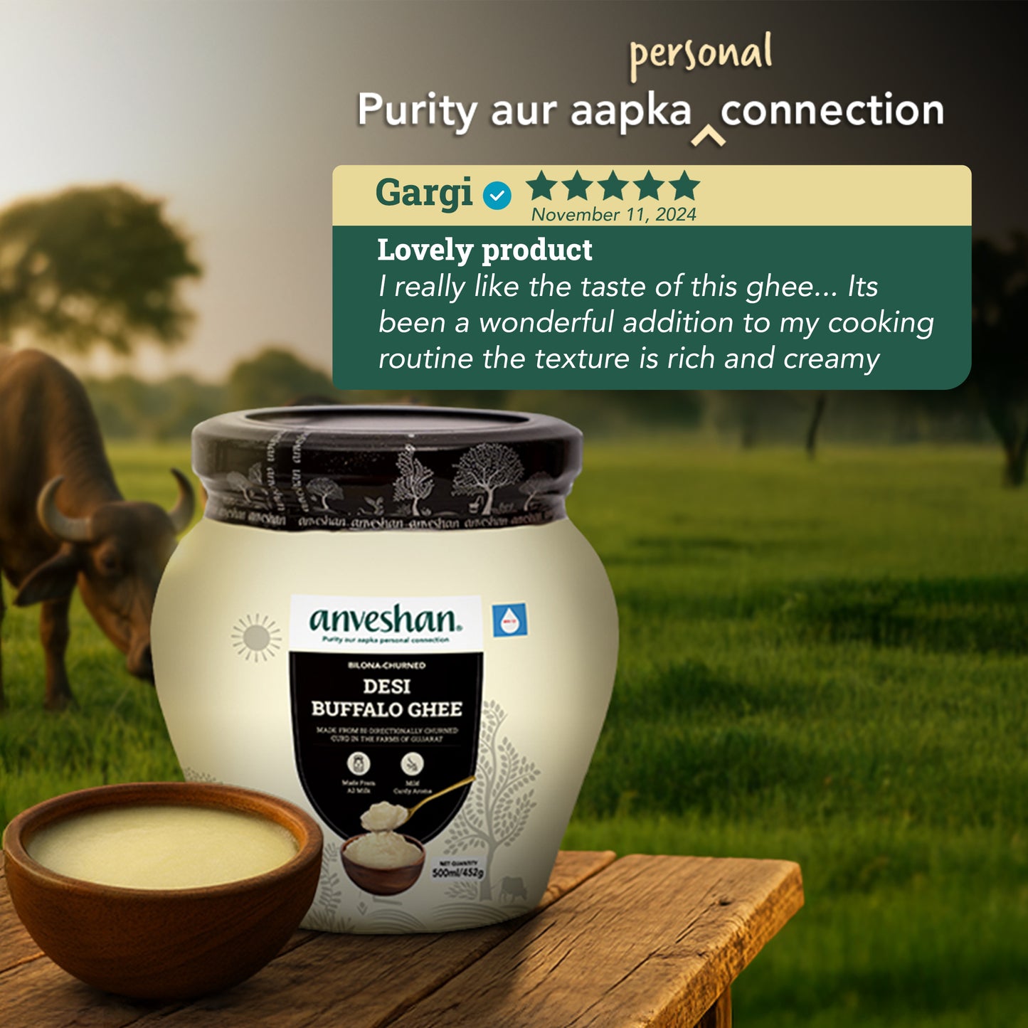 Bilona-Churned Desi Buffalo Ghee