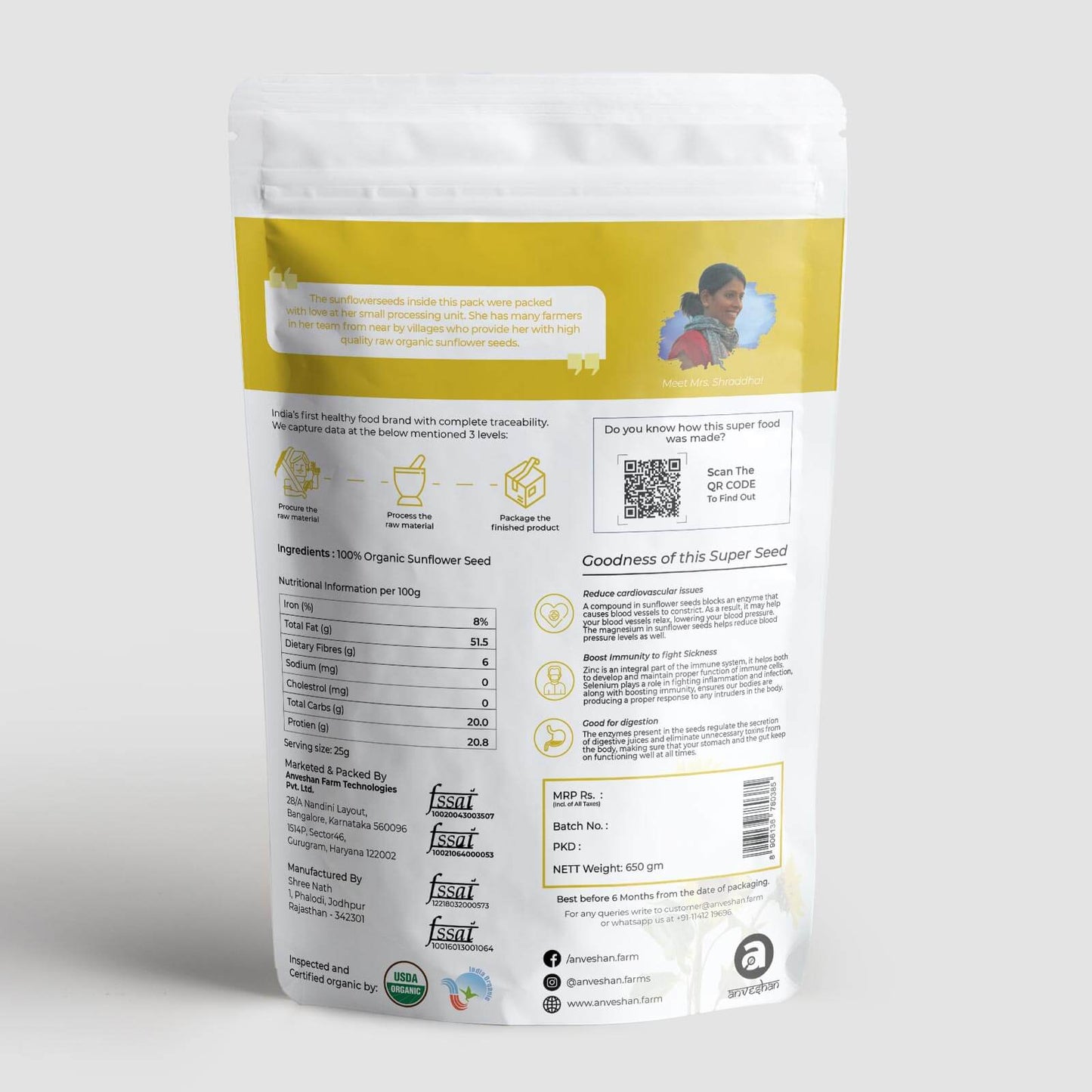 Organic Raw Sunflower Seeds - Anveshan