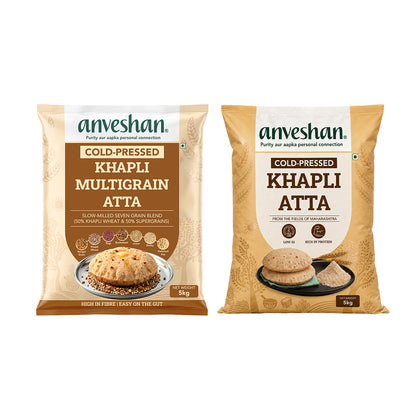 Khapli Atta 5kg + Khapli Multigrain Atta 5kg — Pack of 2