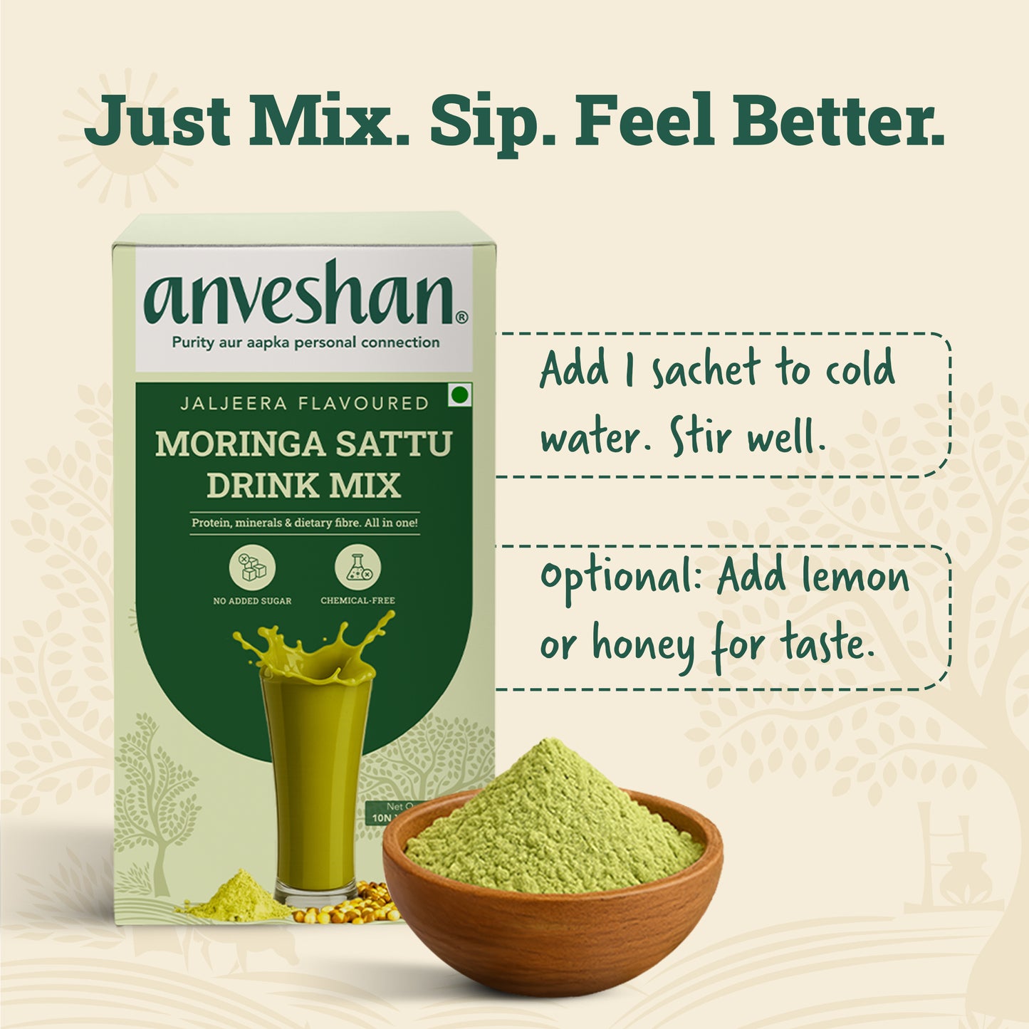 MORINGA SATTU DRINK MIX (SACHETS) | Jaljeera Flavour