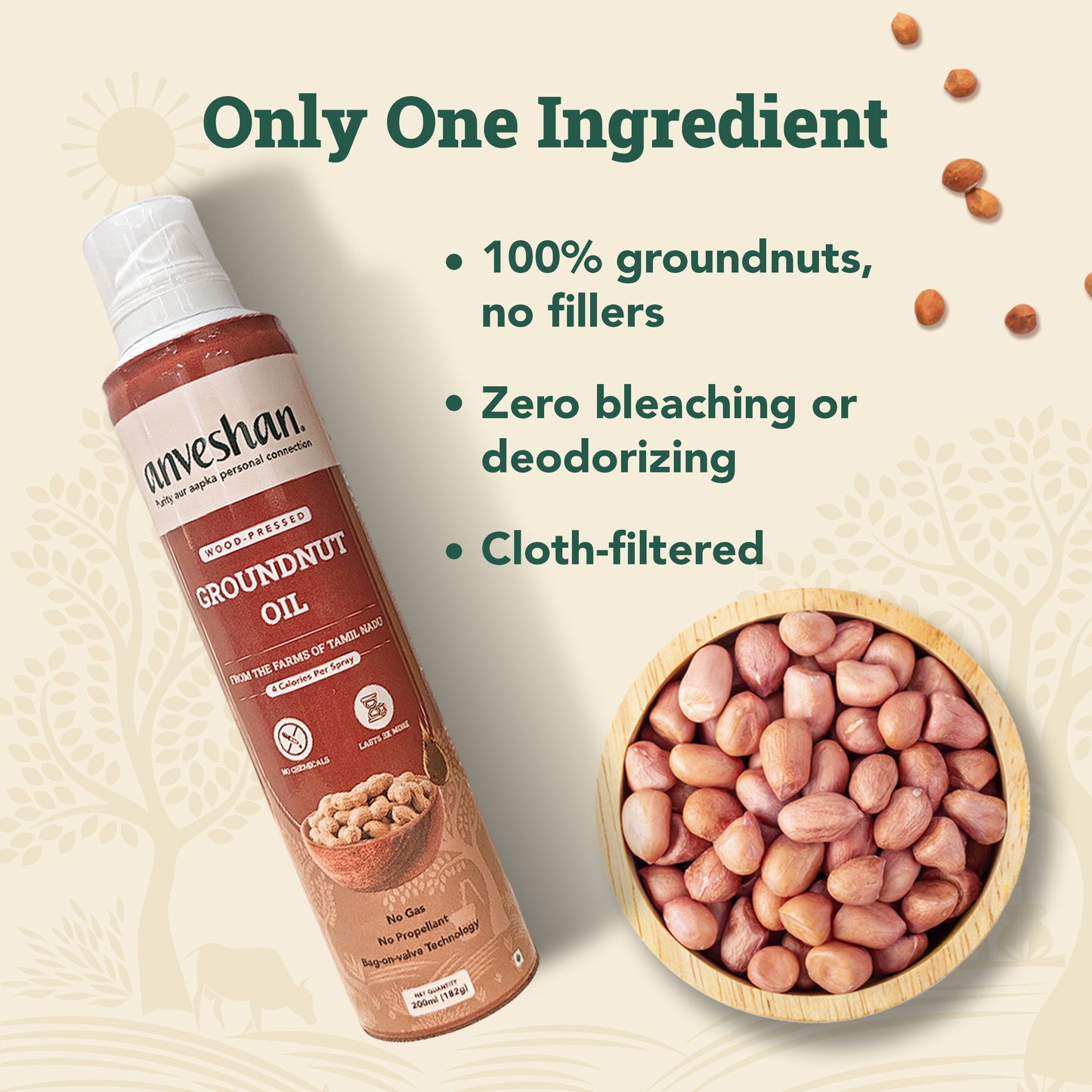 Wood-pressed Groundnut Oil- Spray Can