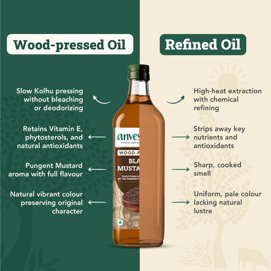 wood pressed mustard oil vs refined oil comparison