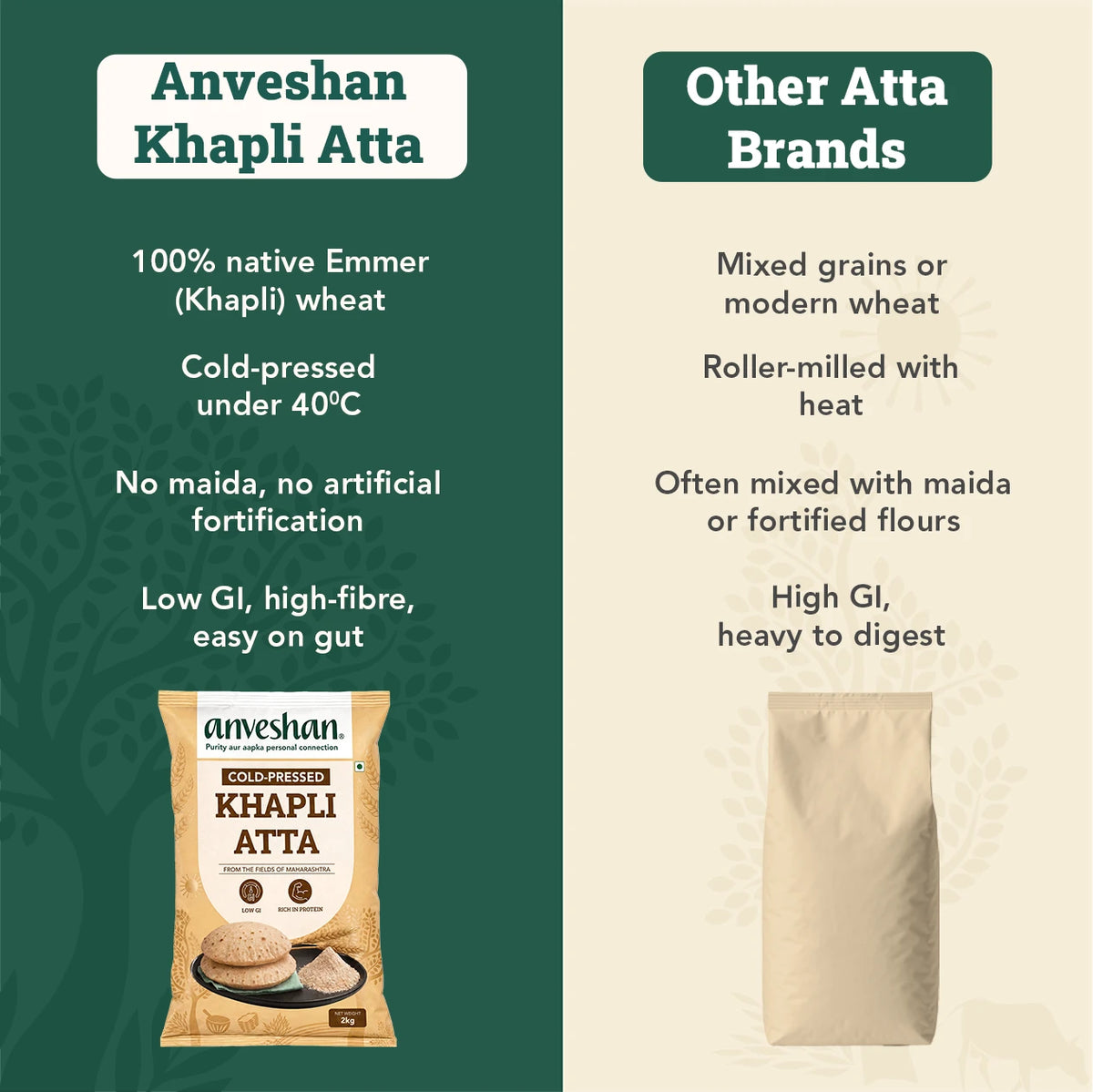 High Protein Atta 1kg (Pack of 2) + Khapli Atta 2kg + Khapli Multigrain Atta 2kg — Family Pack of 4