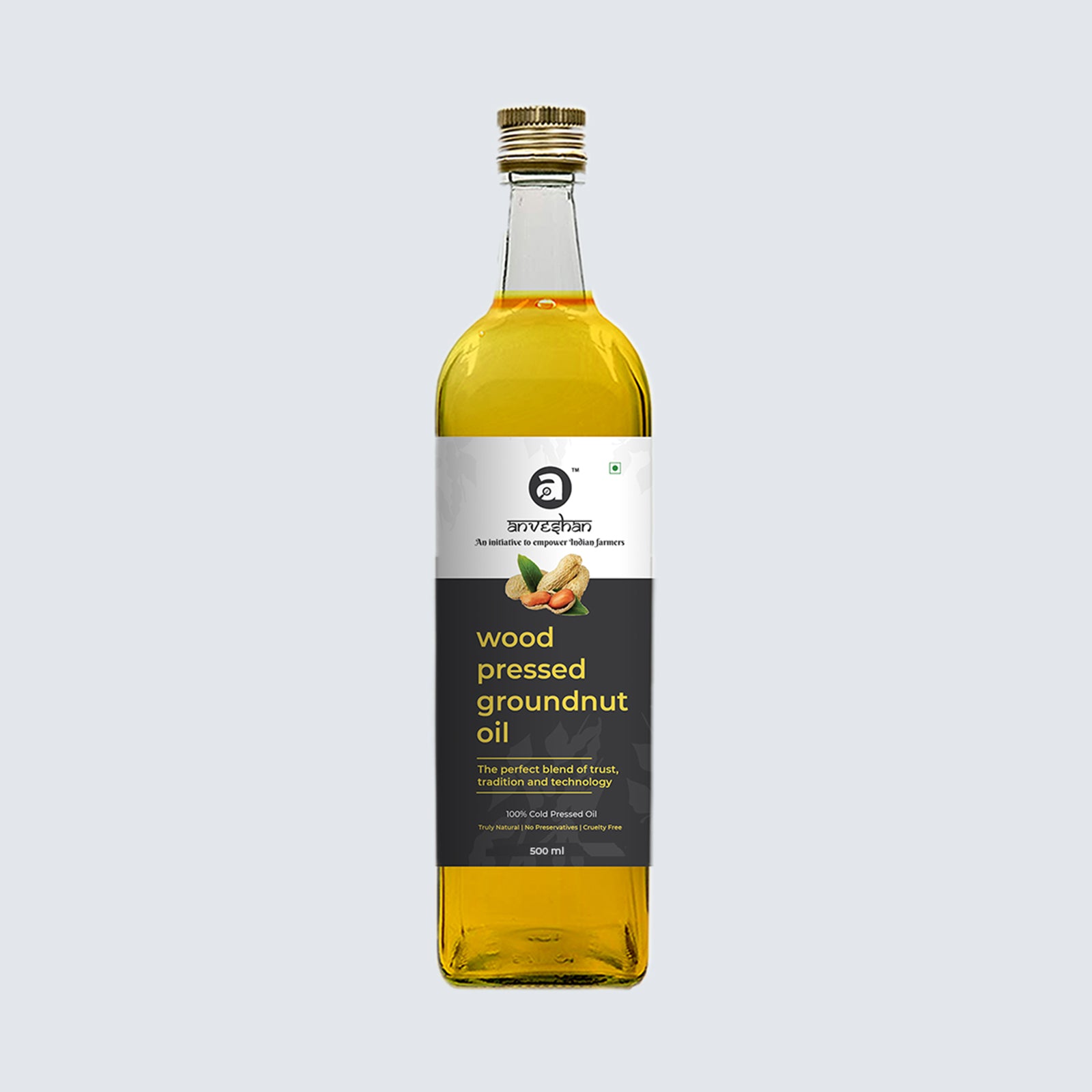 Wood Pressed Groundnut Oil 500ml Anveshan