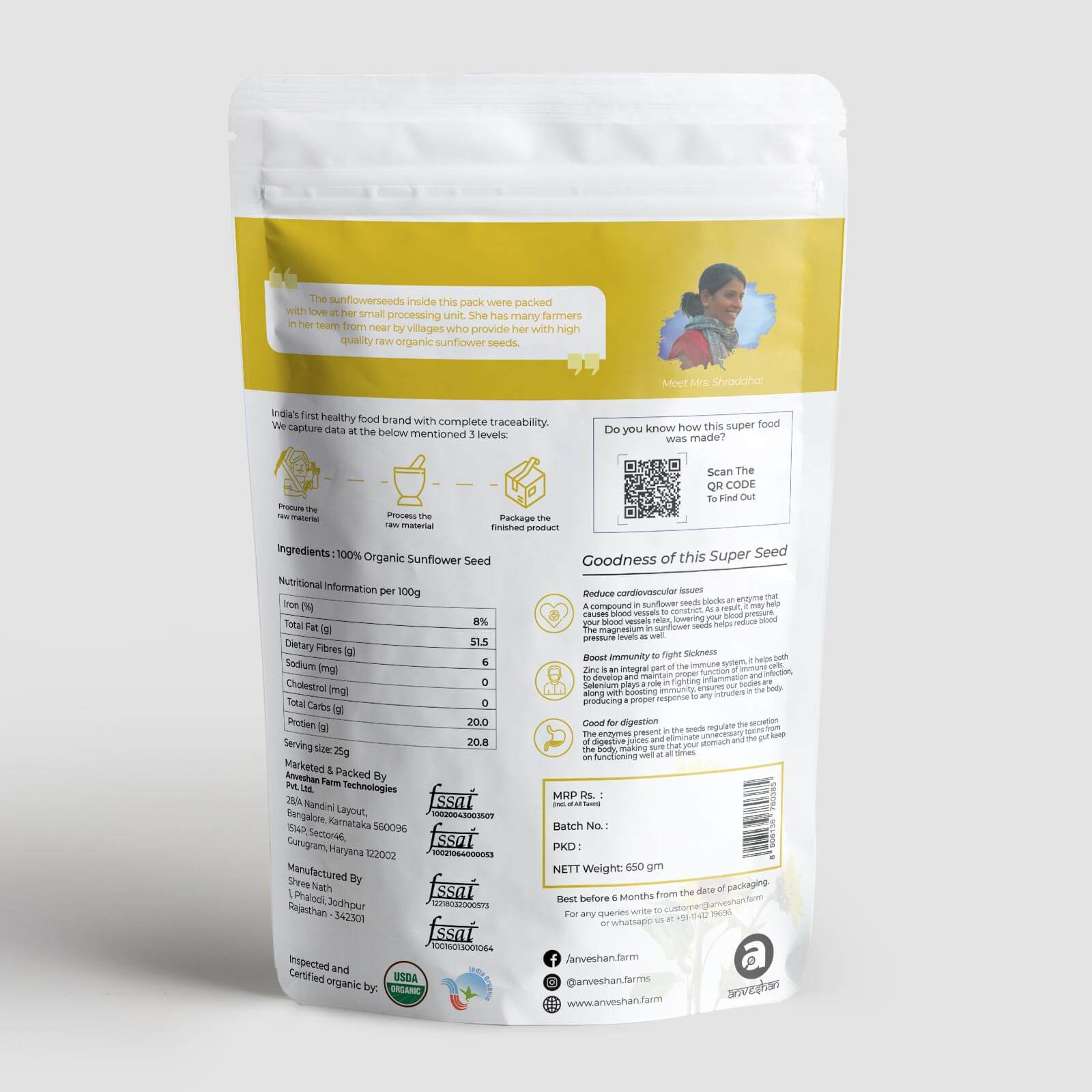 Organic Raw Sunflower Seeds - Anveshan